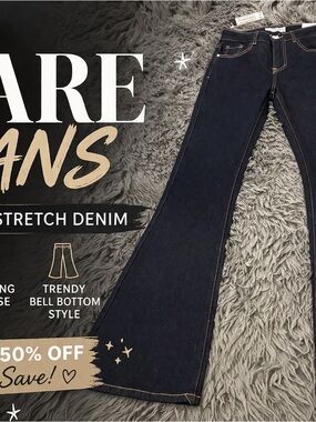 Trango Flare Jeans Size 6 Dark Wash Bell Bottom Stretch Denim NWT